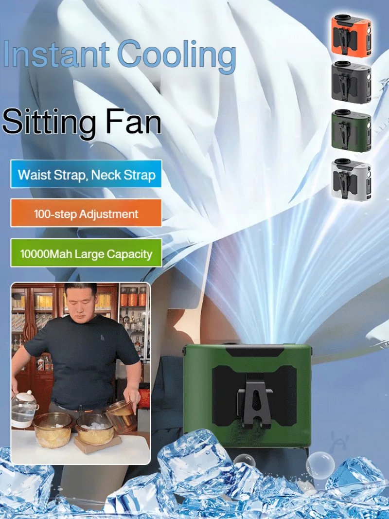 Hurricane waist-hanging fan portable long-lasting mini fan cooling camping fan instant high wind power cooling artifact