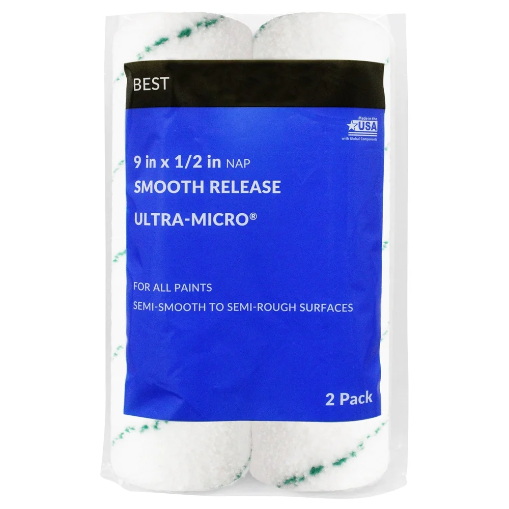 أغطية أسطوانية من الألياف الدقيقة للغاية مقاس 9 × 1/2 بوصة مكونة من قطعتين من أدوات توزيع الطلاء المتينة والمشروعات الداخلية ذات لمسة نهائية ناعمة