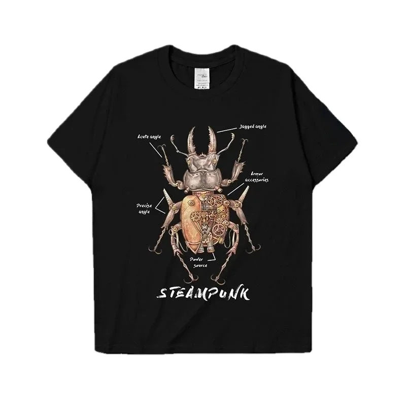 

Steampunk Mechanical Beetle Illustration Printed T Shirt. Short Sleeve 100% Cotton Casual T-shirts Loose Top Size S-3XL
