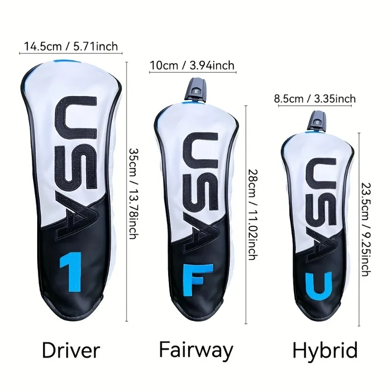 غطاء رأس نادي الجولف - مادة متينة مقاومة للغبار، أبيض مع زخرفة زرقاء وتصميم USAX جريئة، مقاومة للخدش والصدمات #6