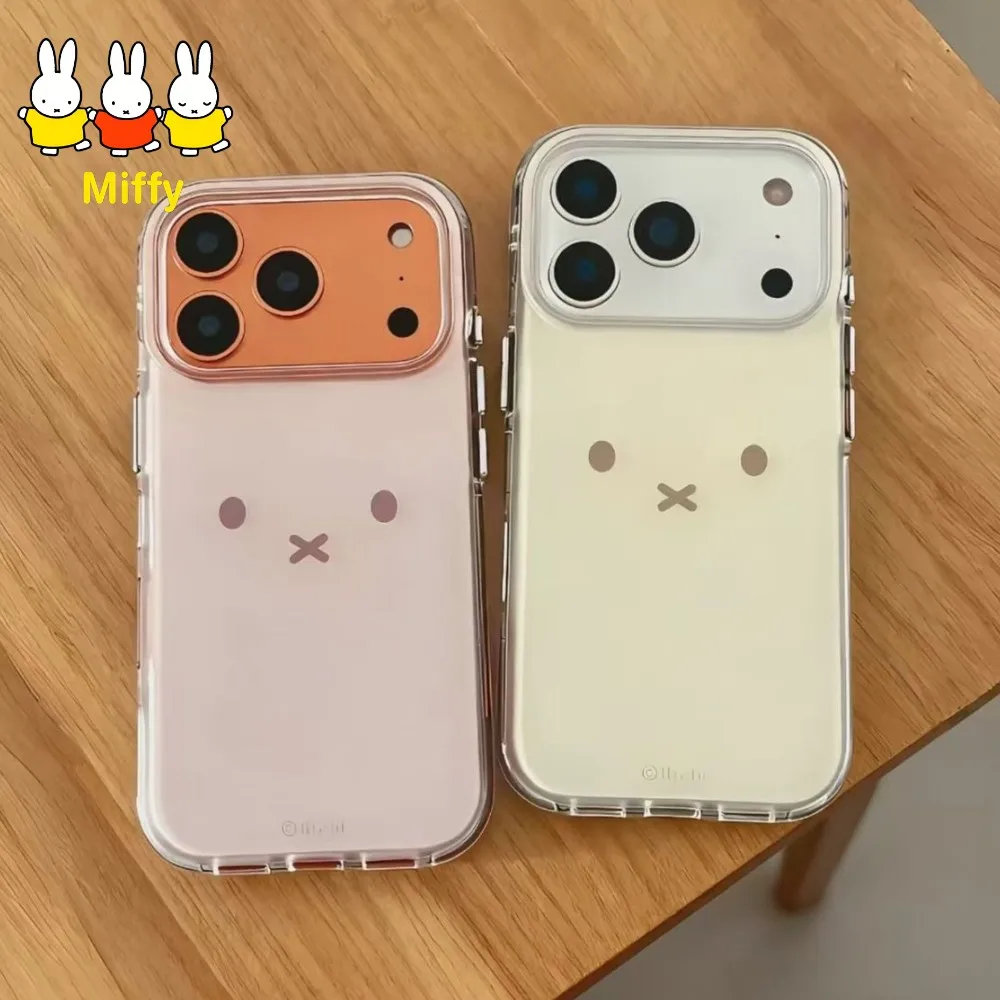 Kawaii Miffy Phone Case with The Miffy Rabbit Emoji Is Suitable for The 17promax/17pro 15/13 Girls 16/14 Plus /12 Series