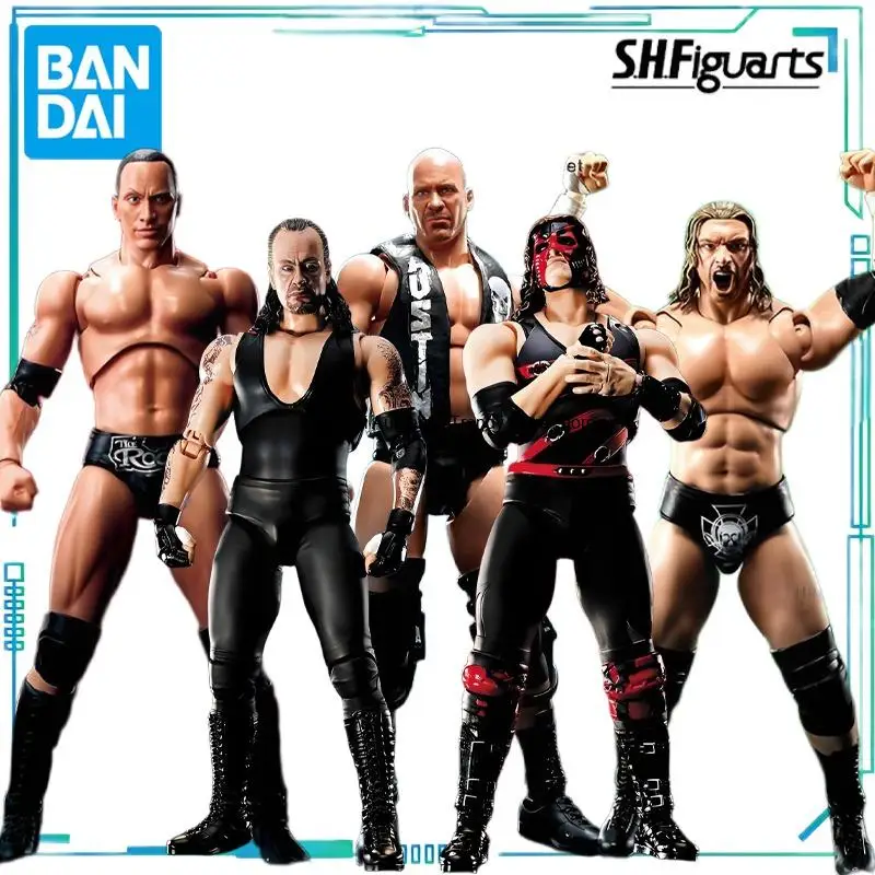 bandai-genuine-s-h-figuarts-series-reality-artist-series-wwe-kane-paul-levisk-steve-austin-dwayne-johnson-movable-model