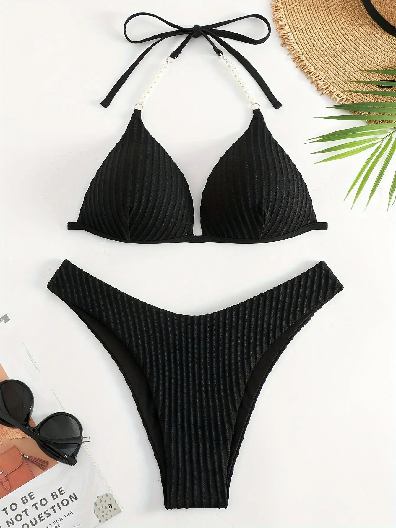 

Sexy Black Micro Bikini 2025 Women Swimsuit Female Swimwear Thong Bikinis Set Brazilian Beach Wear Bathing Suit Bead Biquini