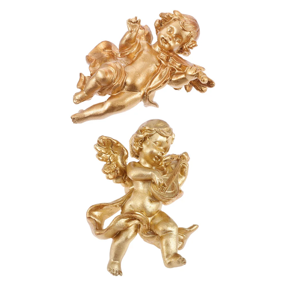 

2Pcs Resin Angel Wall Hanging Sculpture Vintage Decor Meticulous Handcrafted Home Adornment Angel Figurines Ornament Figures