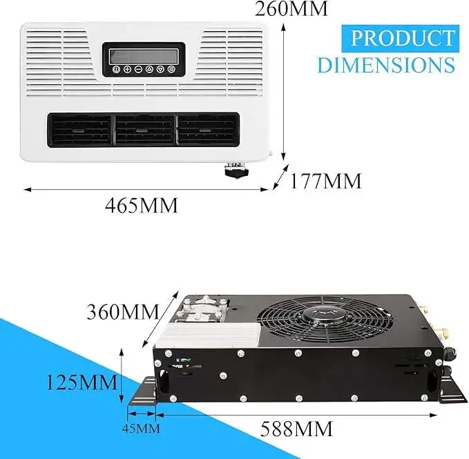 

24V Universal Concealed Electric Air Conditioner, DC 24V Silent Air Conditioner for Excavators, Buses, RVs, Vans,Campers