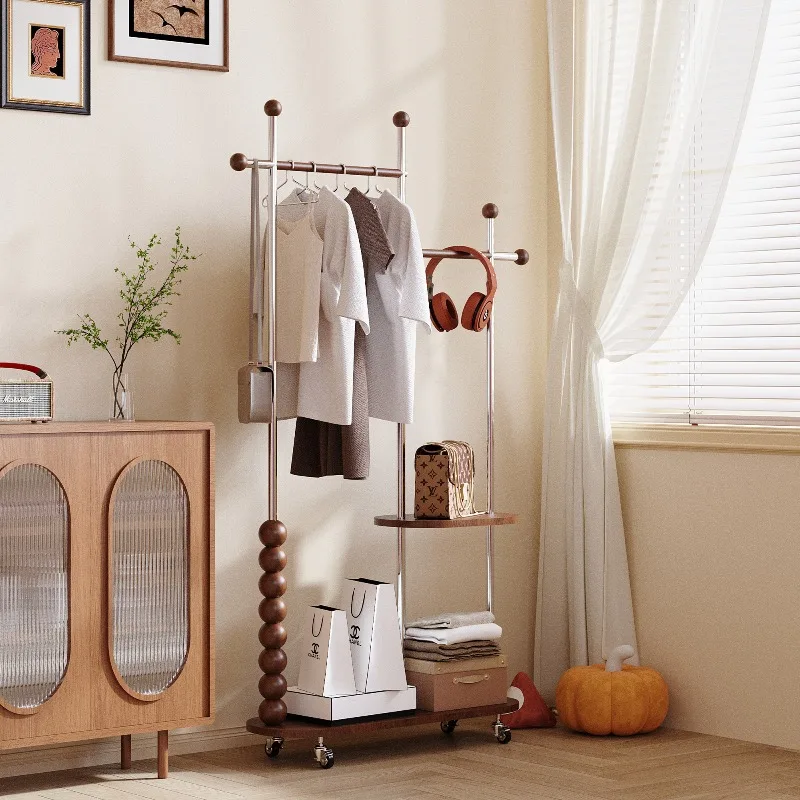 Modern Rolling Standing Metal Clothes Rack Garment Storage Organizer Bedroom Clothing Display Stand