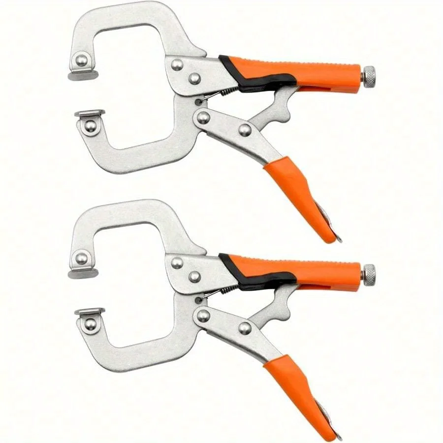Heavy Duty 6 Inch Vise Grip Locking Pliers Adjustable Face Clamp for Woodworking Welding Pocket Hole Joinery 2 Pack Orange243