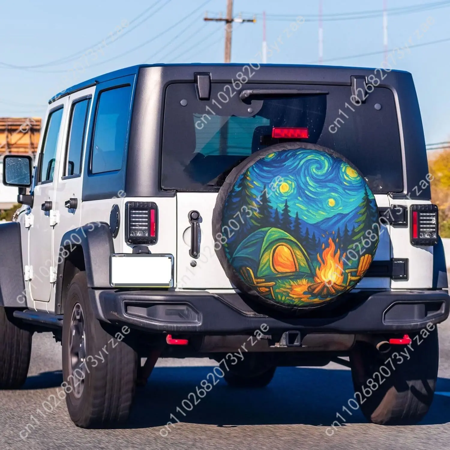 

Dujiea Military Tactical Star Spare Tire Cover with Backup Camera Hole, Universal Wheel Tire Cover Tire Protectors for Jeep Trai