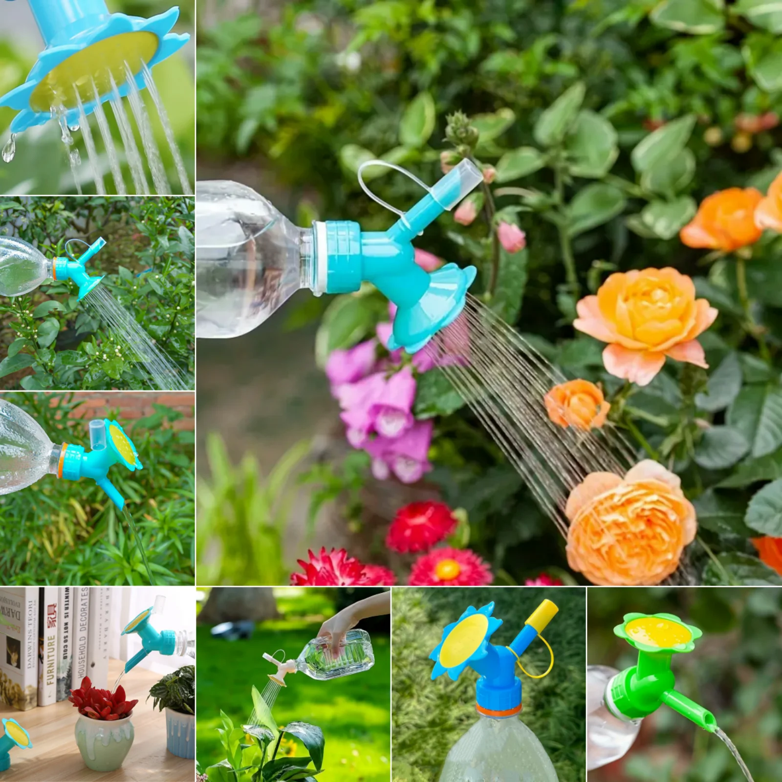 Bottle Cap Sprinklers Double-Headed Sunflower Watering Sprayers Drink Bottle Water Pots For Seedling Irrigation Gardening Tools