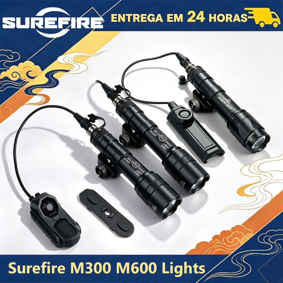 Surefire M600 M600B Flashlight Dual Pressure Switch for AR15 20mm Rail Tactical Airsoft M600C Hunting Lamp Scout Lights