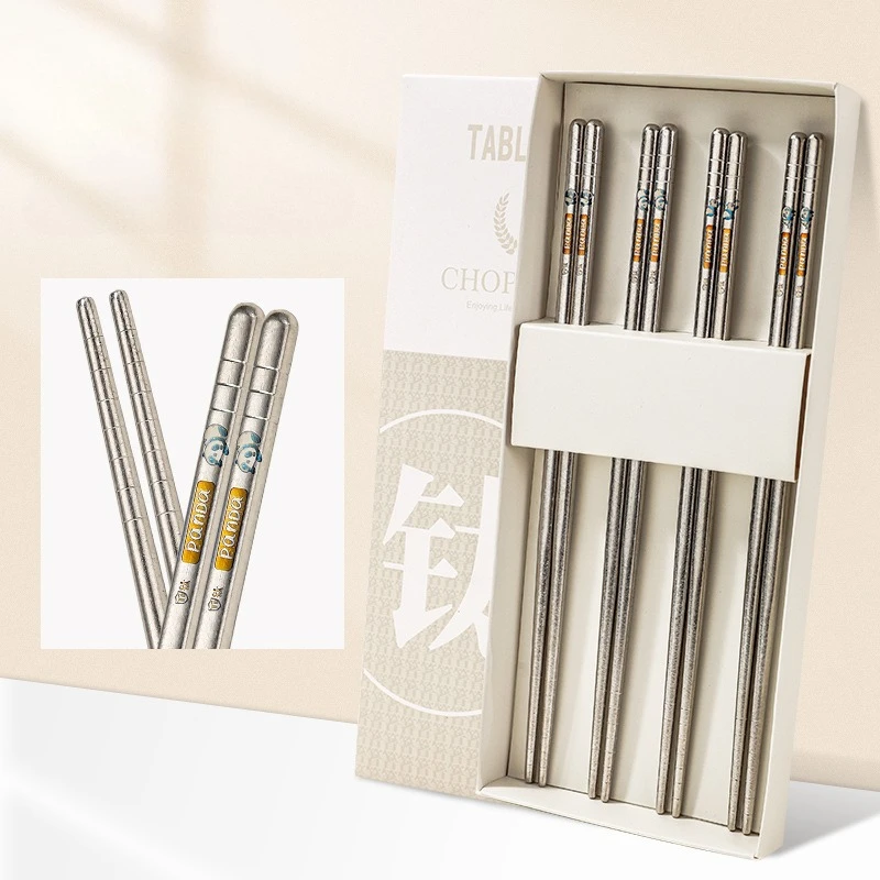 

Pure Titanium Chopsticks New Household Anti-slip Tableware Set Crystallized Outdoor Camping Titanium Alloy Tableware Chopsticks