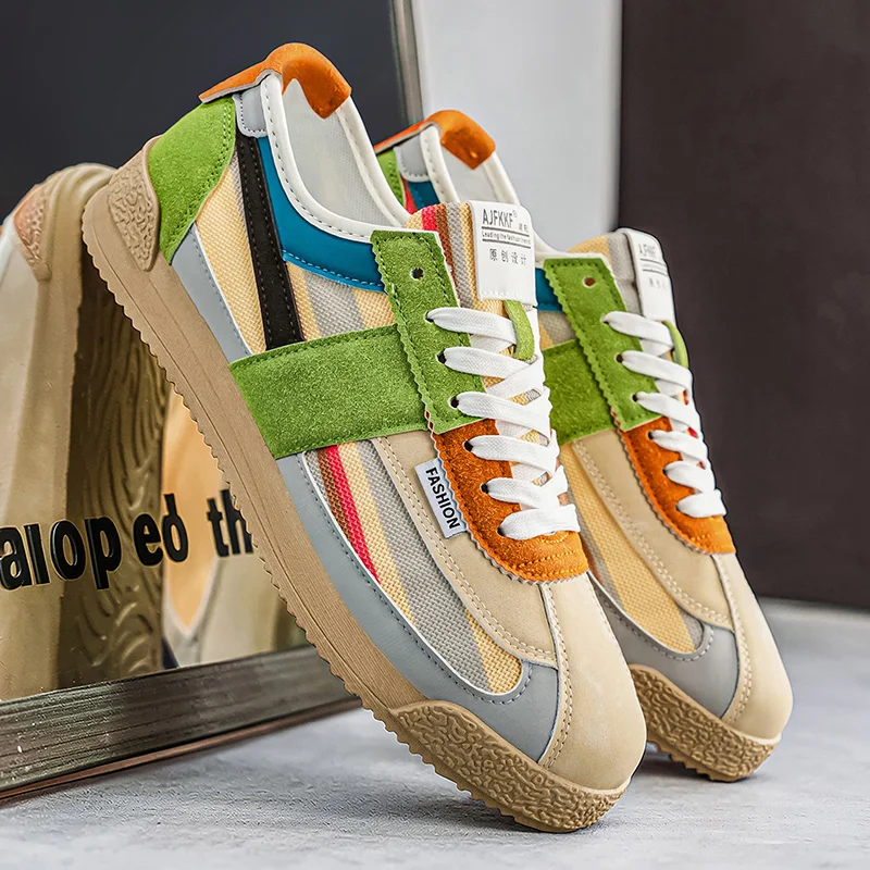 Chaussures de sport à lacets pour hommes, chaussures de marche à rayures, offrant un bon confort, respirantes et confortables9