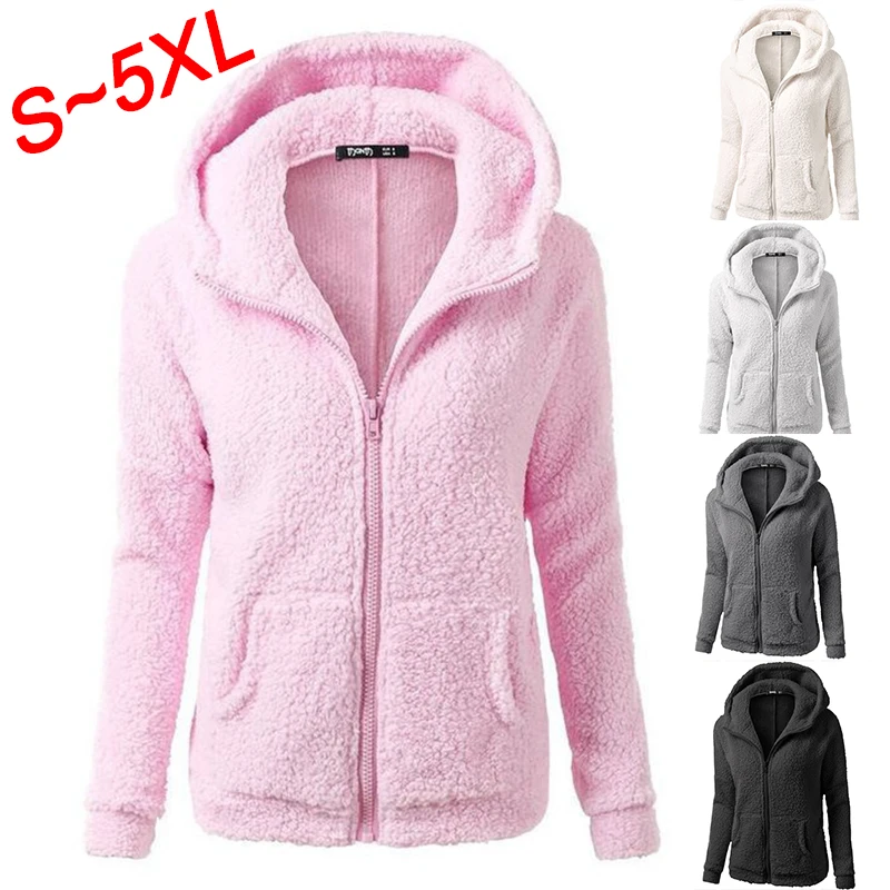 

Women's Soft Long Sleeve Hooded Fleece Clasp Chain Hoodie Coat Fashion Women's Warm Coat Top (S-5XL)