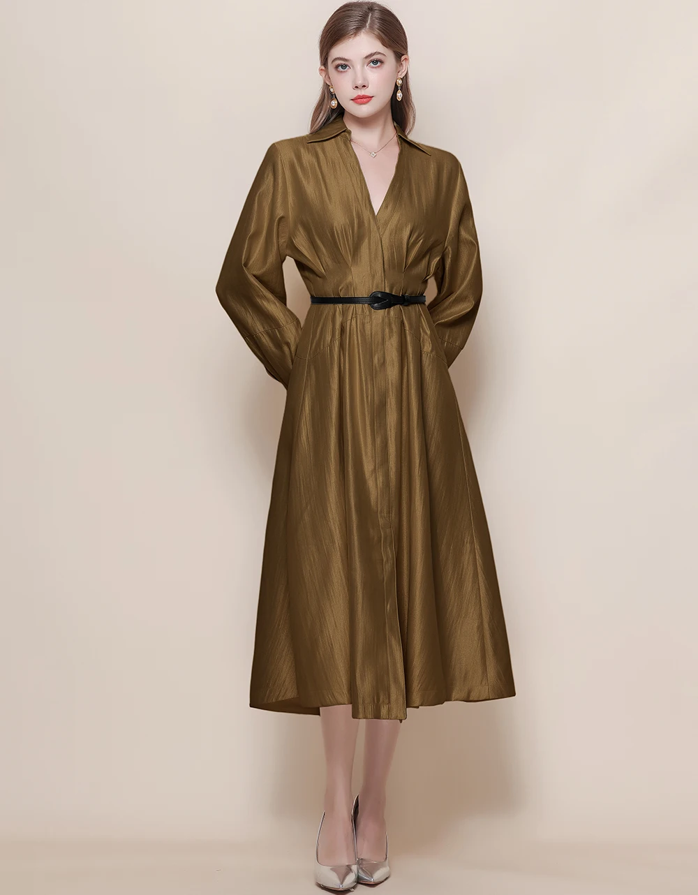 فساتين للنساء موضة كم طويل رفض طوق فستان نسائي وشاحات ضيقة على شكل حرف a فستان نسائي Vestidos De Verano Mujer Q1951