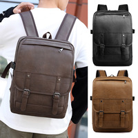 2025 NEW  traveling business men's PU backpack fashion leisure student schoolbag leather shoulder bag vintage Large capacity men