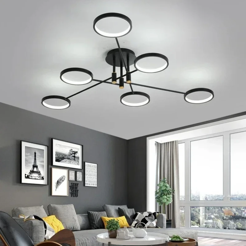 

Nordic LED Ceiling Chandelier Aluminium Assemble Dimmable for Living Dining Table Room Bedroom Simple Home Decor Hanging Fixture