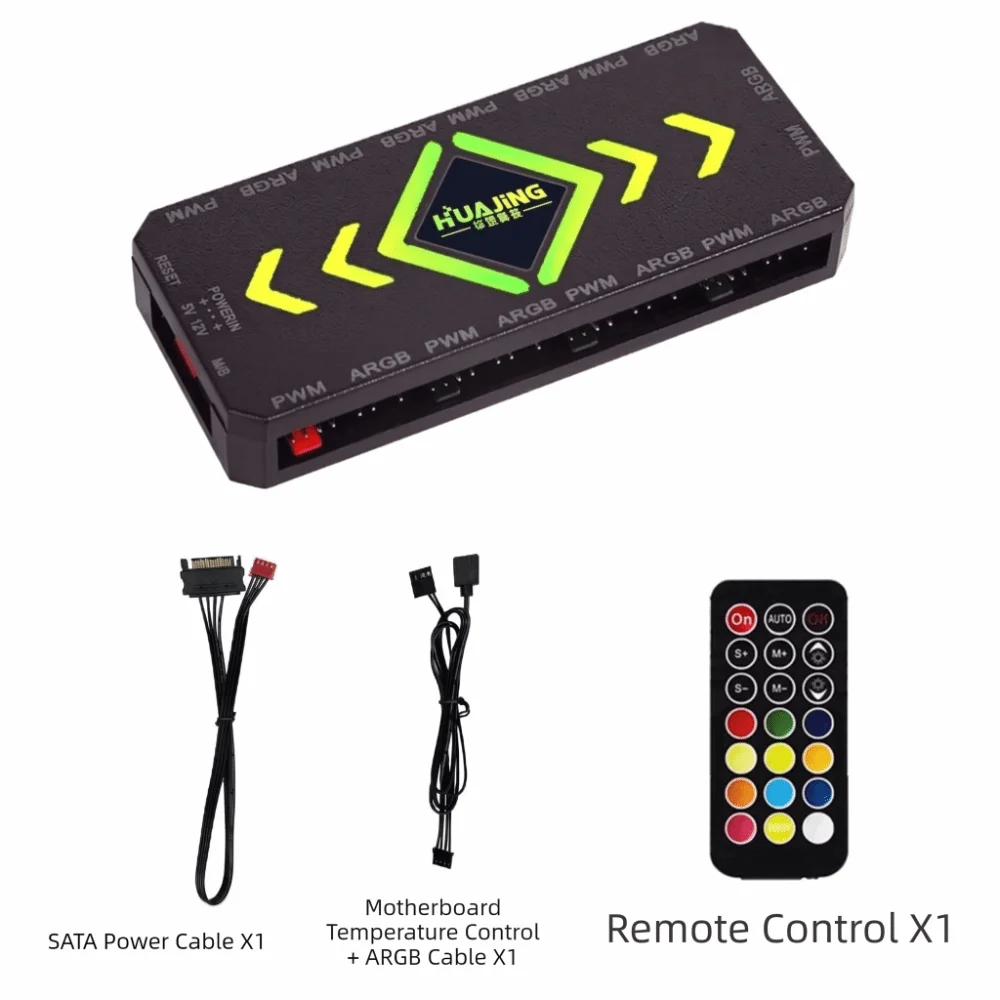 Fan Hub 5V ARGB Fan Hub 3PIN SATA Power PWM Fan Controller 9 Ports Magnetic Fan Hub Splitter Computer Case