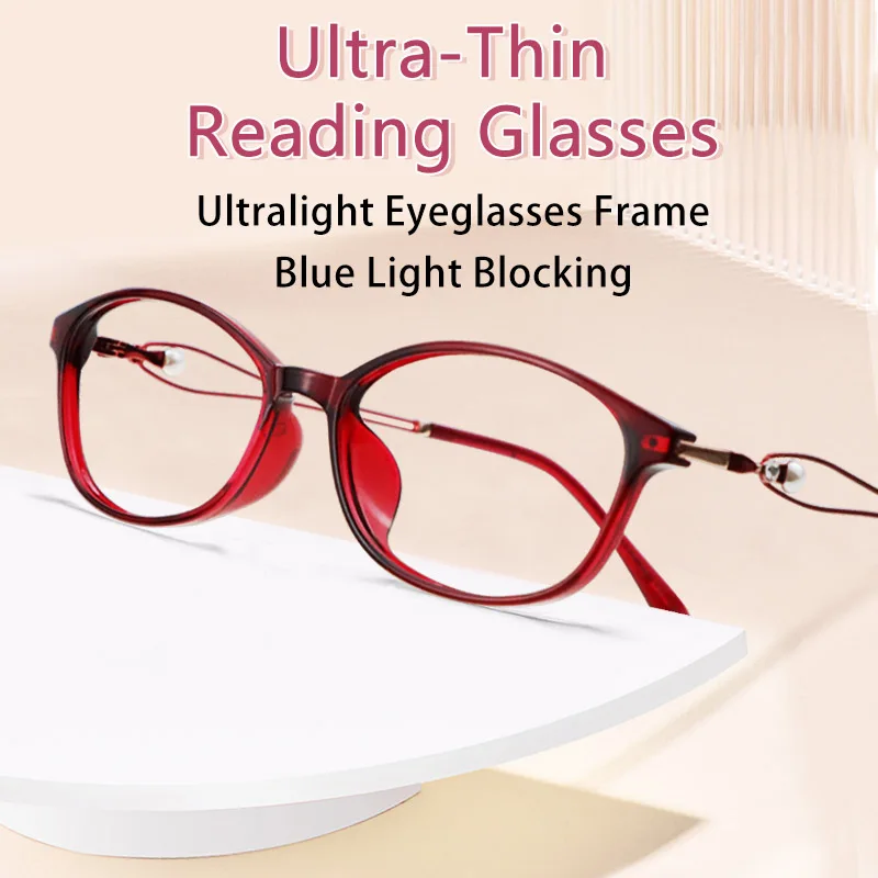 

Ultra-Thin Flexie Oval Reading Glasses Anti Blue Light Women Single Power Readers Flexible Lightweight Durable TR-90 Frame