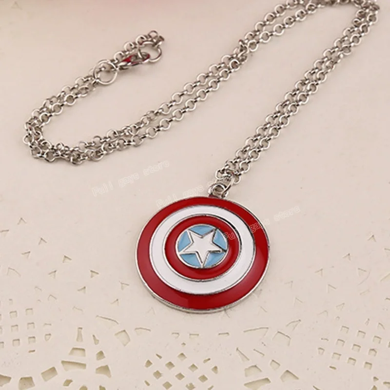 Captain America Shield Necklace Marvel Superhero Men Women Pendants Jewelry Charms Accessories Grunge Aesthetic Birthday Gift