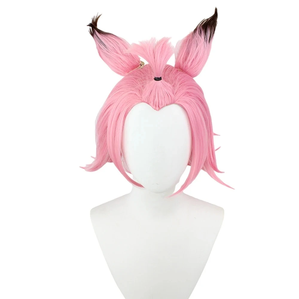 RANYU Genshin Impact Diona Wigs Synthetic Short Straight Pink Game Cosplay Hair Wig Heat Resistant For Daily Party