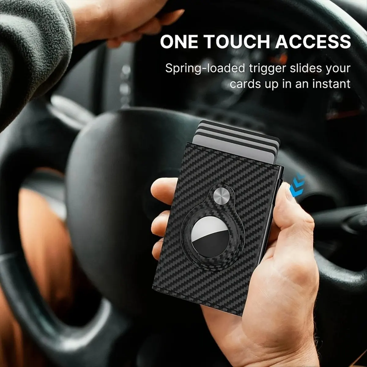 N14R Top Mens Wallet Card Holder for Slim, Carbon Fiber, Minimalist - 9-14 Card Capacity ID Window Cash Slot