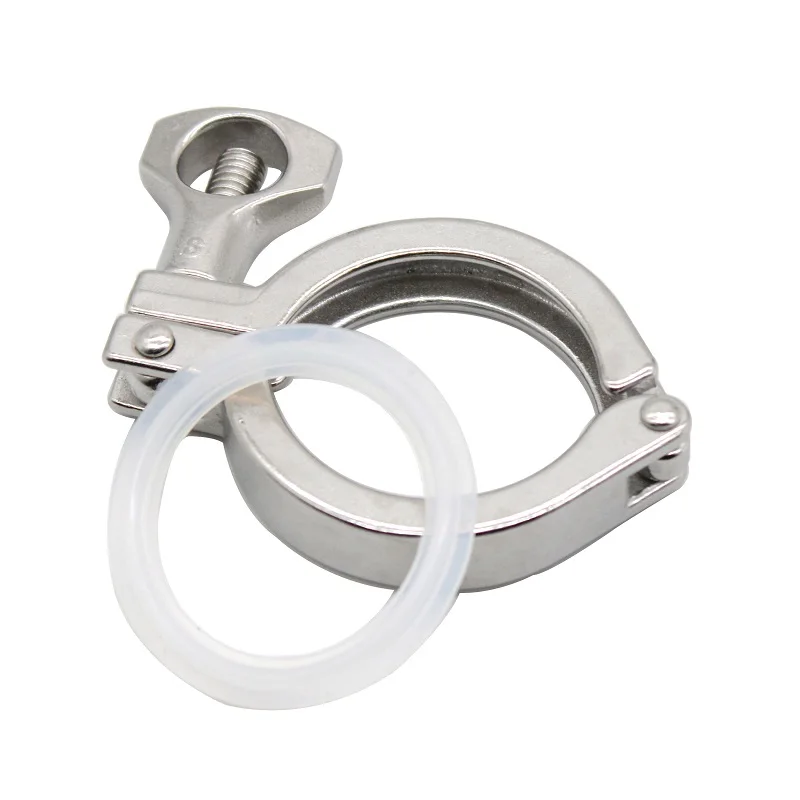 Heavy Duty  Clamp SS304 Sanitary Clamp Stainless Steel single Pin Clamp with Silicon gaskeTri Clover Fittings for home Brewing