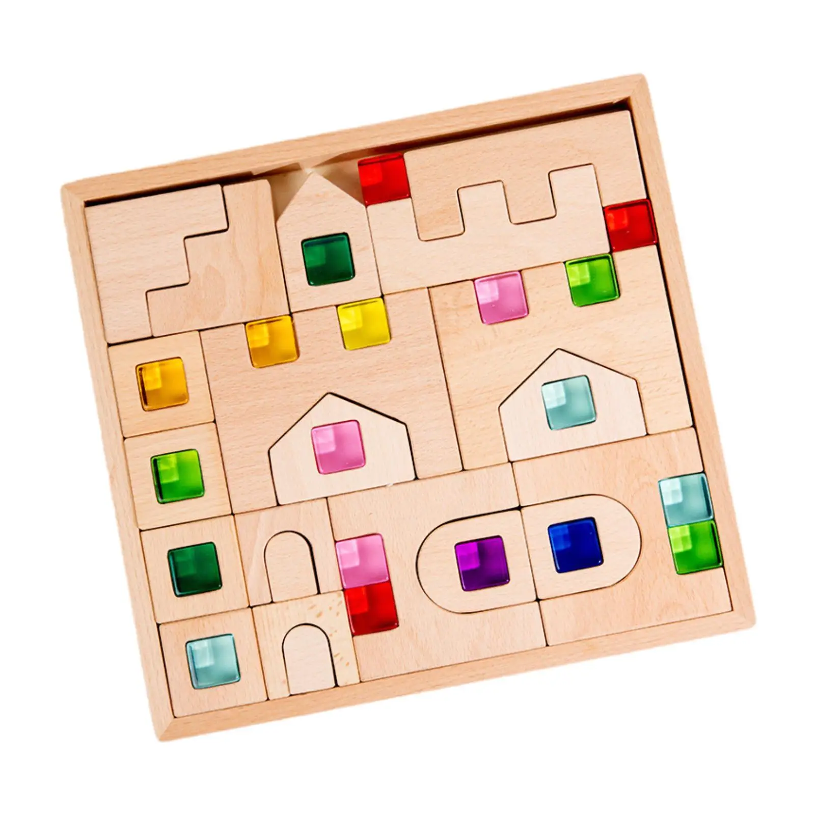 Rainbow Building Cubes Color Perception Montessori Toy for Girls Kids Gift