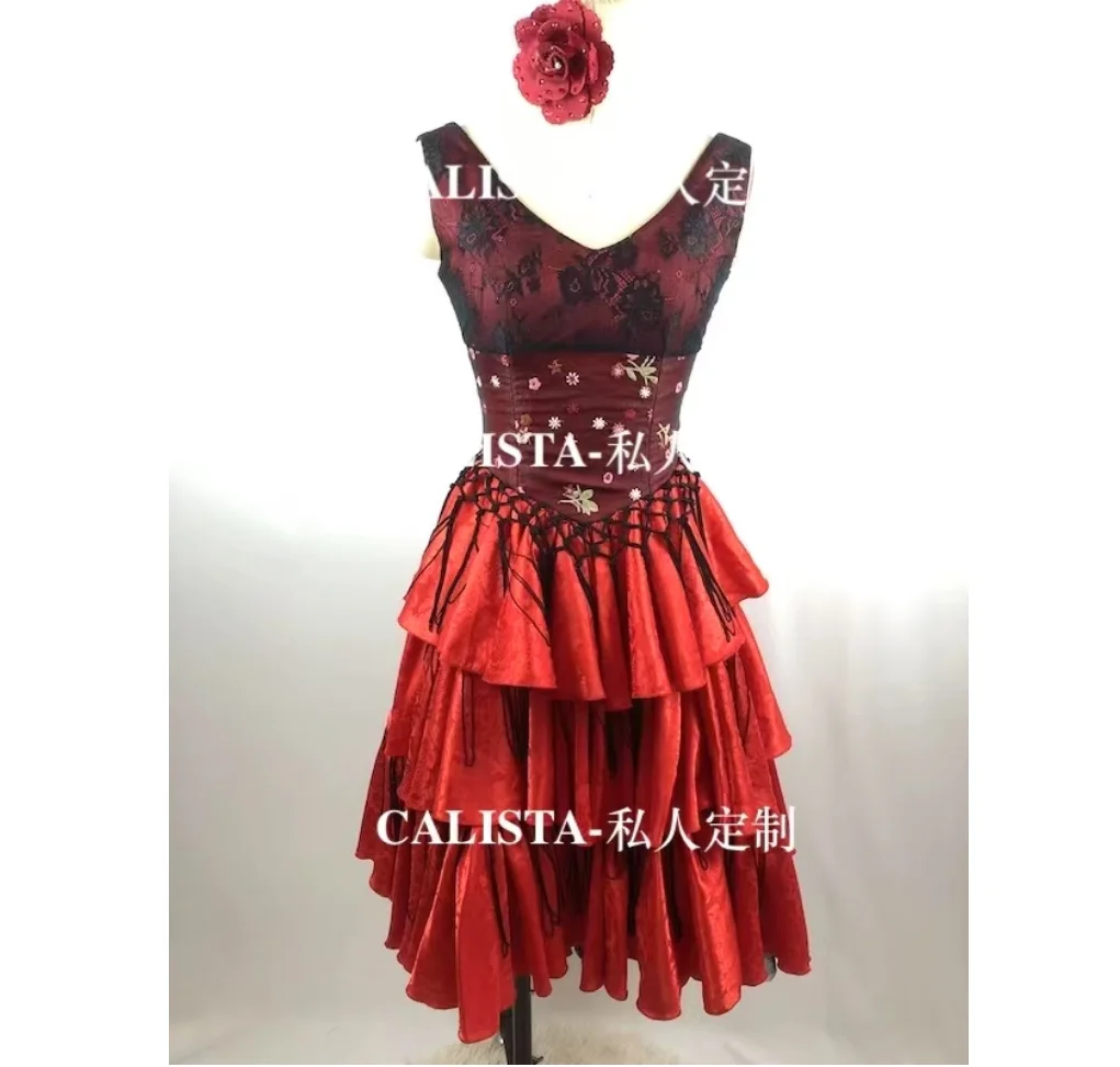 

Don Quixote Tutu Don Quixote Variations Full skirt Red black haute couture competition dance dress