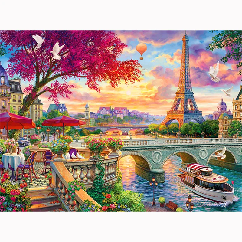 Mosaïque Tour Eiffel Diamant Peinture, Ville, Rue, Broderie, Paysage, Plein Carré, Rond, Décoration De La Maison, Art, Paris