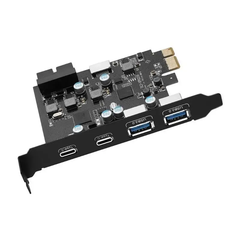 652F 6 Port USB PCIE Card Adapter 2x USB C 2x USB A USB PCIE Card Front Panel Mount Adapter for Desktop Host Card