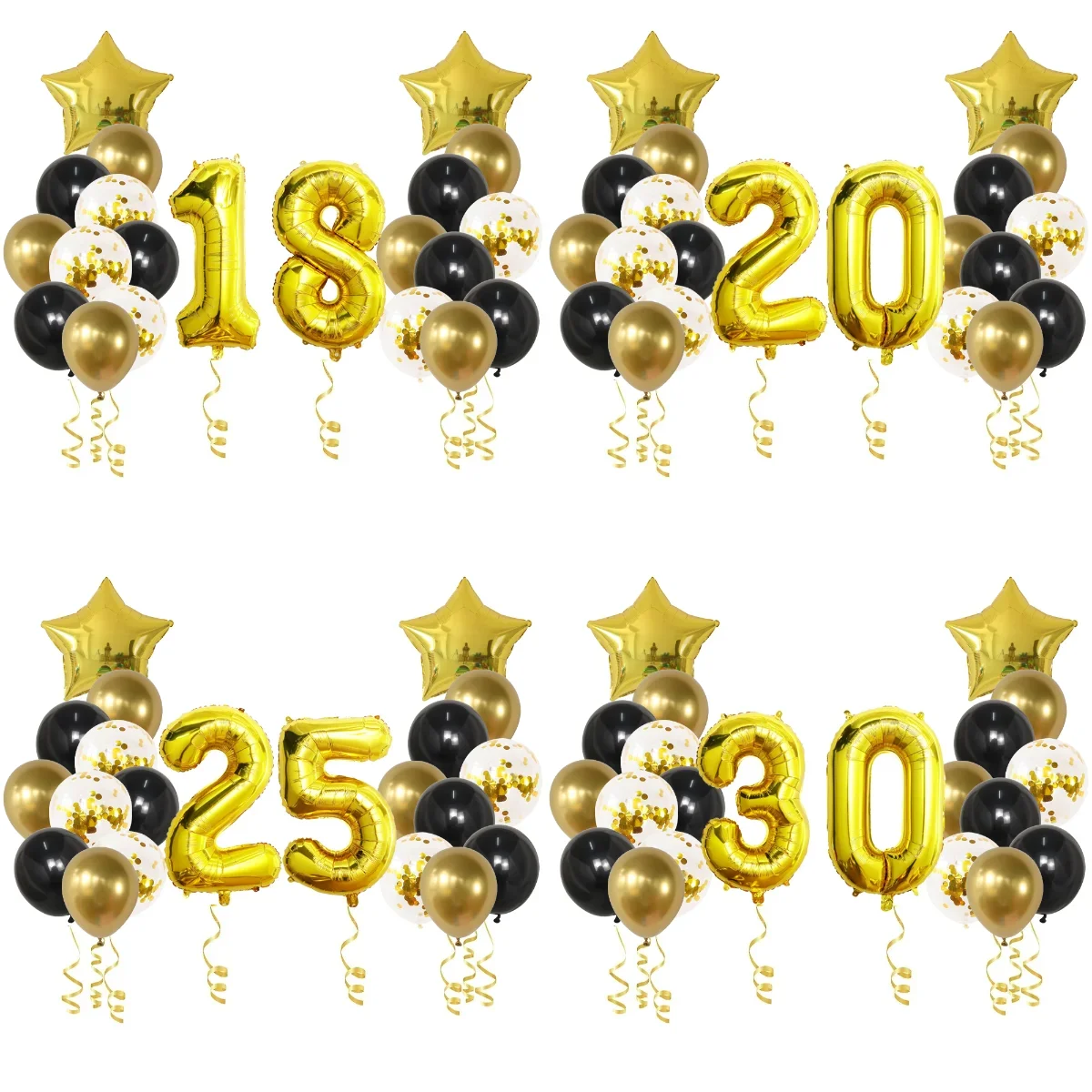 22pcs Number 30 Balloon 30 Digit Balloon Figure GGold Globe 30 18 25 40 50th Birthday Partygift