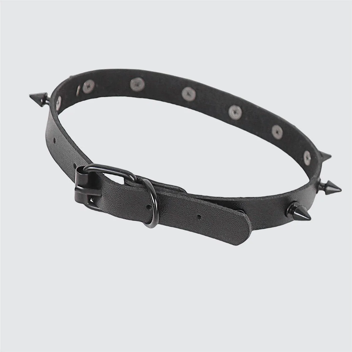 Individuality Fashion Punk Gothic Dark Simple Night club Hip hop Rivet Spike PU Choker Cortex Leather Pendant