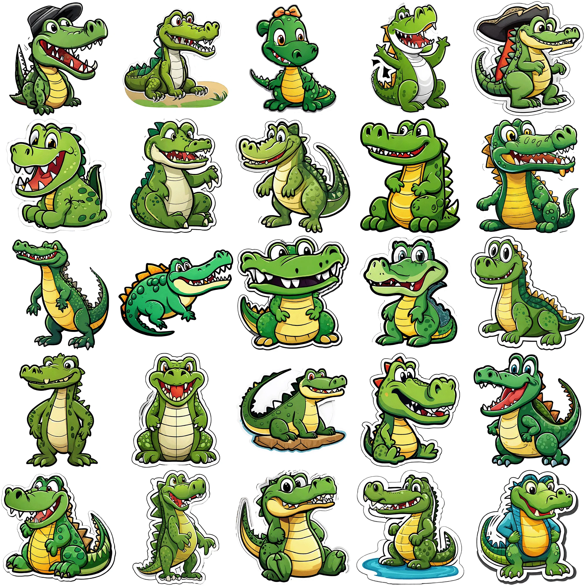 

50 pieces of cartoon crocodile stickers Colorful Cartoon Stickers Set for Creative DIY Projects