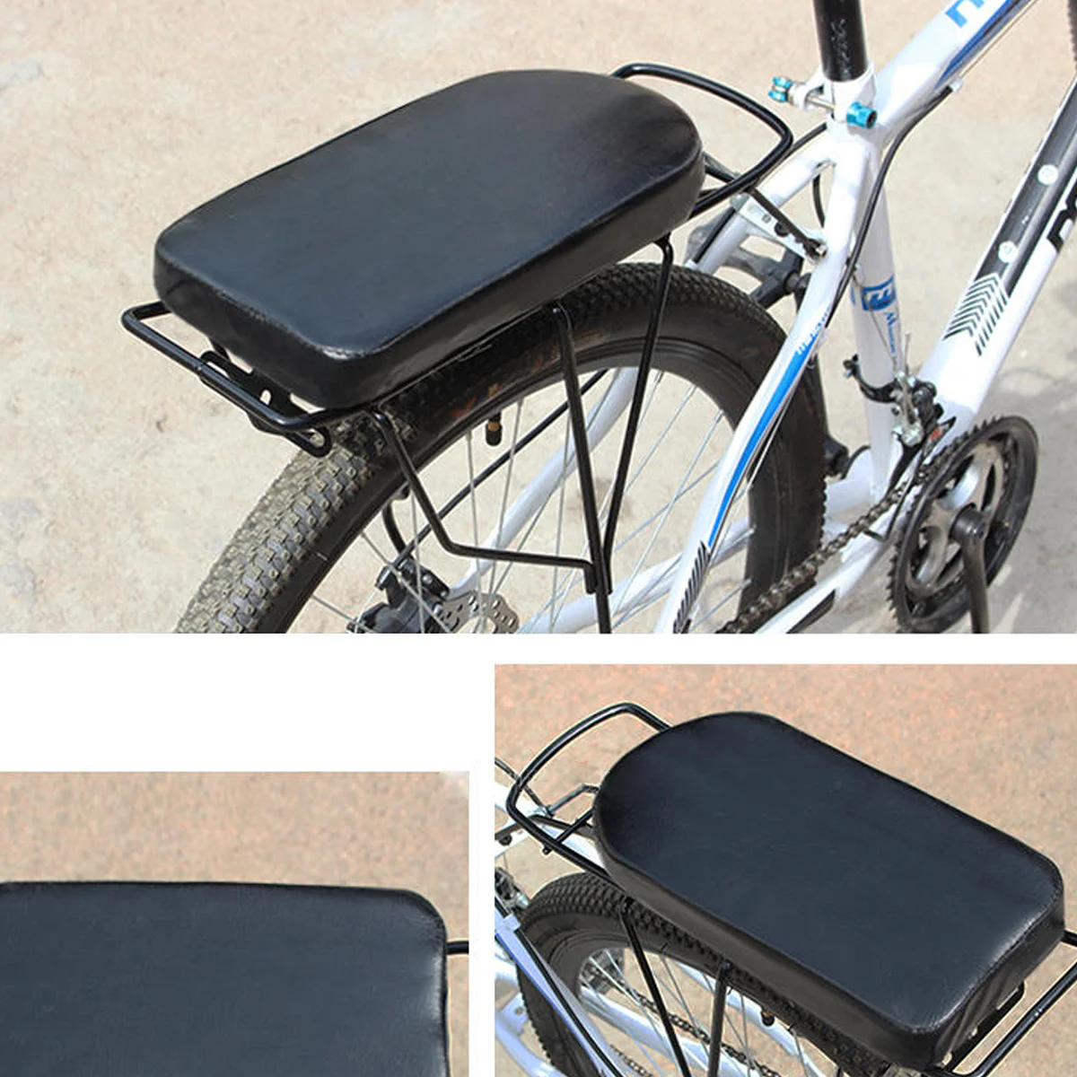 

1Pcs Bicycle Rear Seat Pad with Soft Sponge Filling Leatherette Surface Ideal Comfortable Bike Rear Rack Seat for Long Rides
