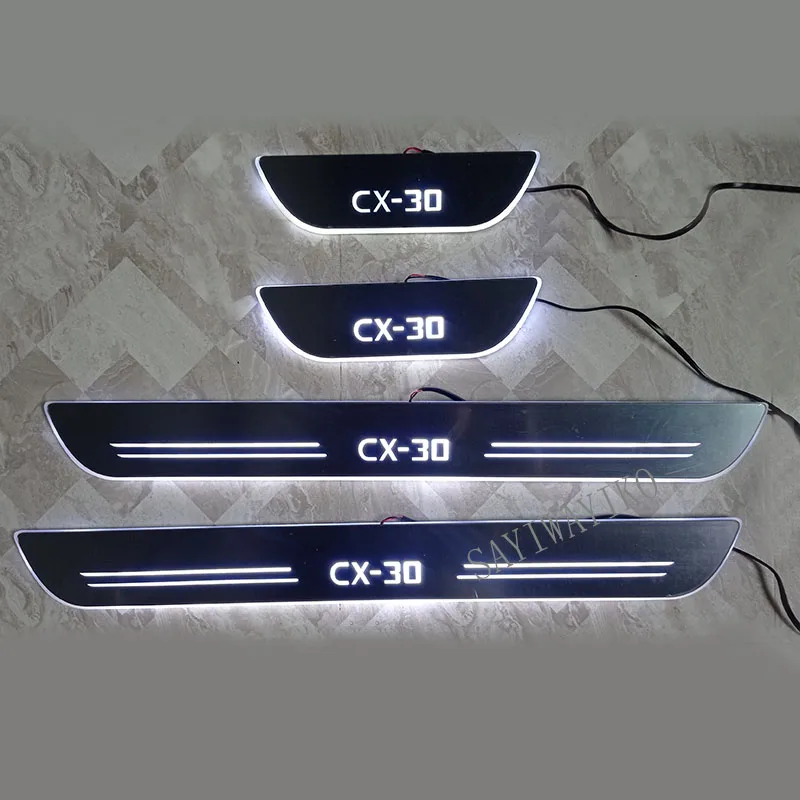 

Стайлинг автомобиля, накладка на педаль, светодиодный автомобильный светильник, накладка на порог, динамический стример, приветственная лампа для Mazda CX-30 CX30 2019 2020