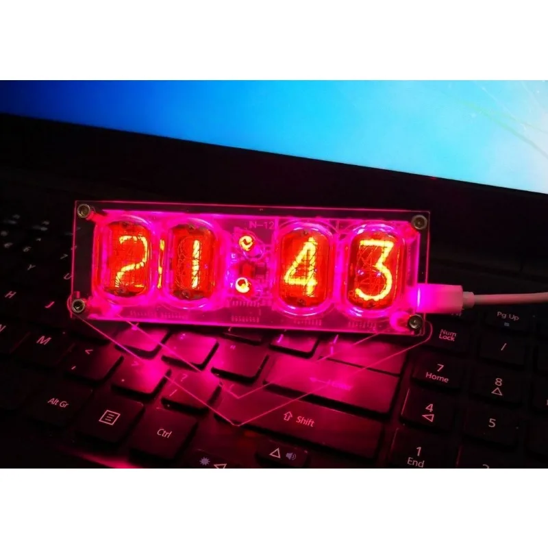 Finished IN-12 Nixie Tube Clock 4 Digit Desk Clock With Seven Color RGB LED Backlight Vintage Retro Desktop Decor Gift