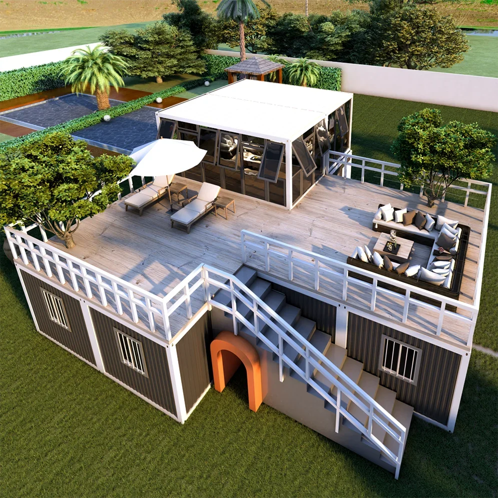 2 Stories Expandable shipping Container Frame House Prefabricated Prefab Modern Home Luxury VillaCan be customised