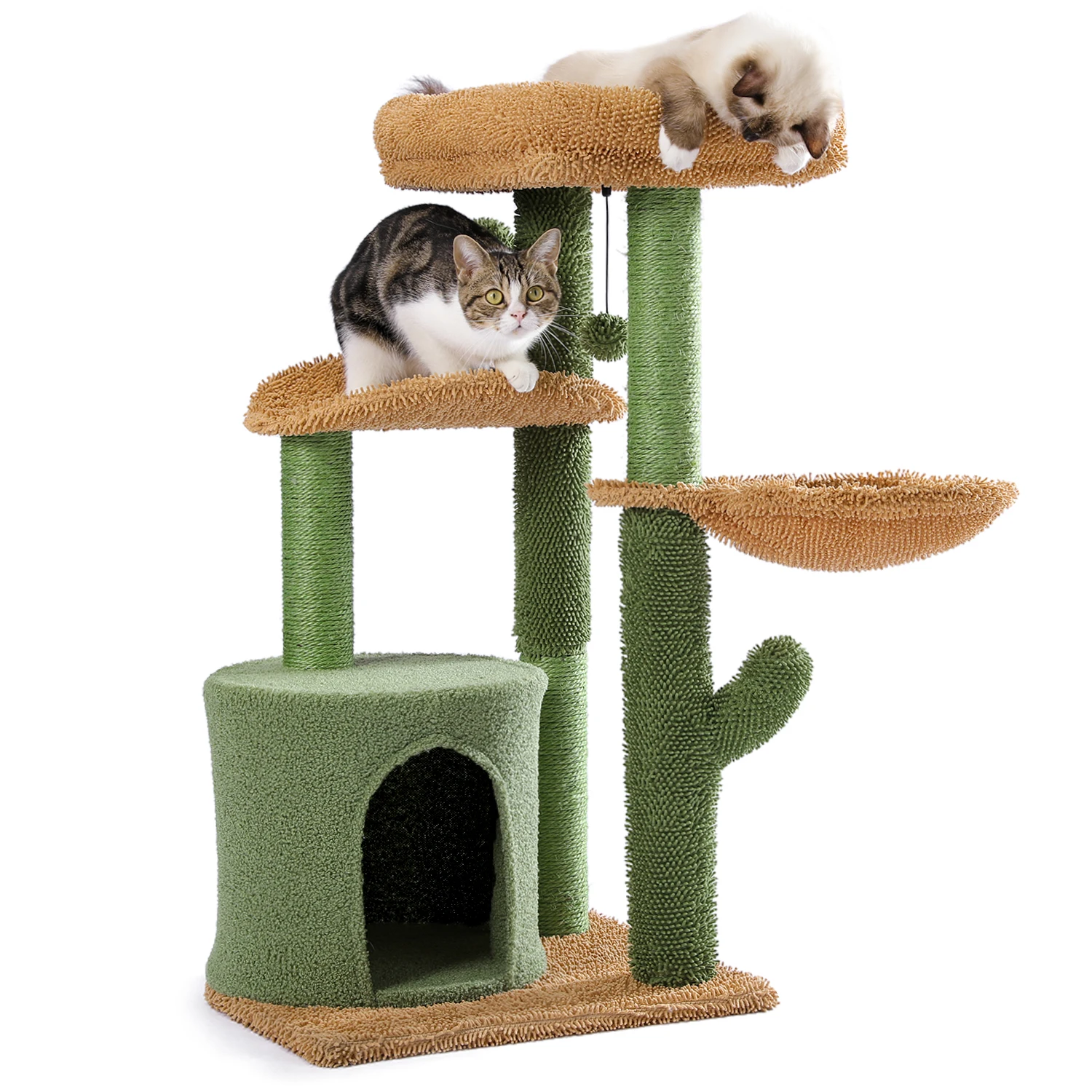 

Cactus Cat Tree with Sisal Scratching Post, Hammock, Top Perches, Cat Tower for Indoor, Cat Condo, Cat Accessories, Cat Toys