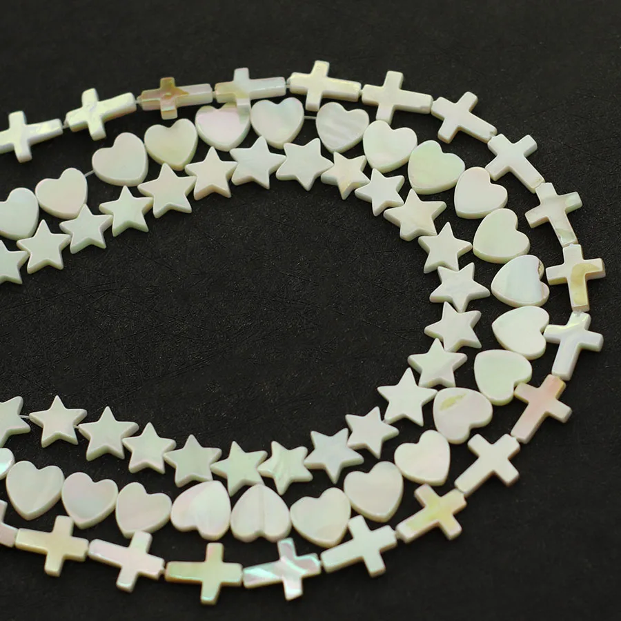 Hohe Qualität Natürliche Shell Perlen Für Schmuck Machen Weißes Herz Stern Kreuz Perlen DIY Armband Halskette Armbandjes Machen Kralen