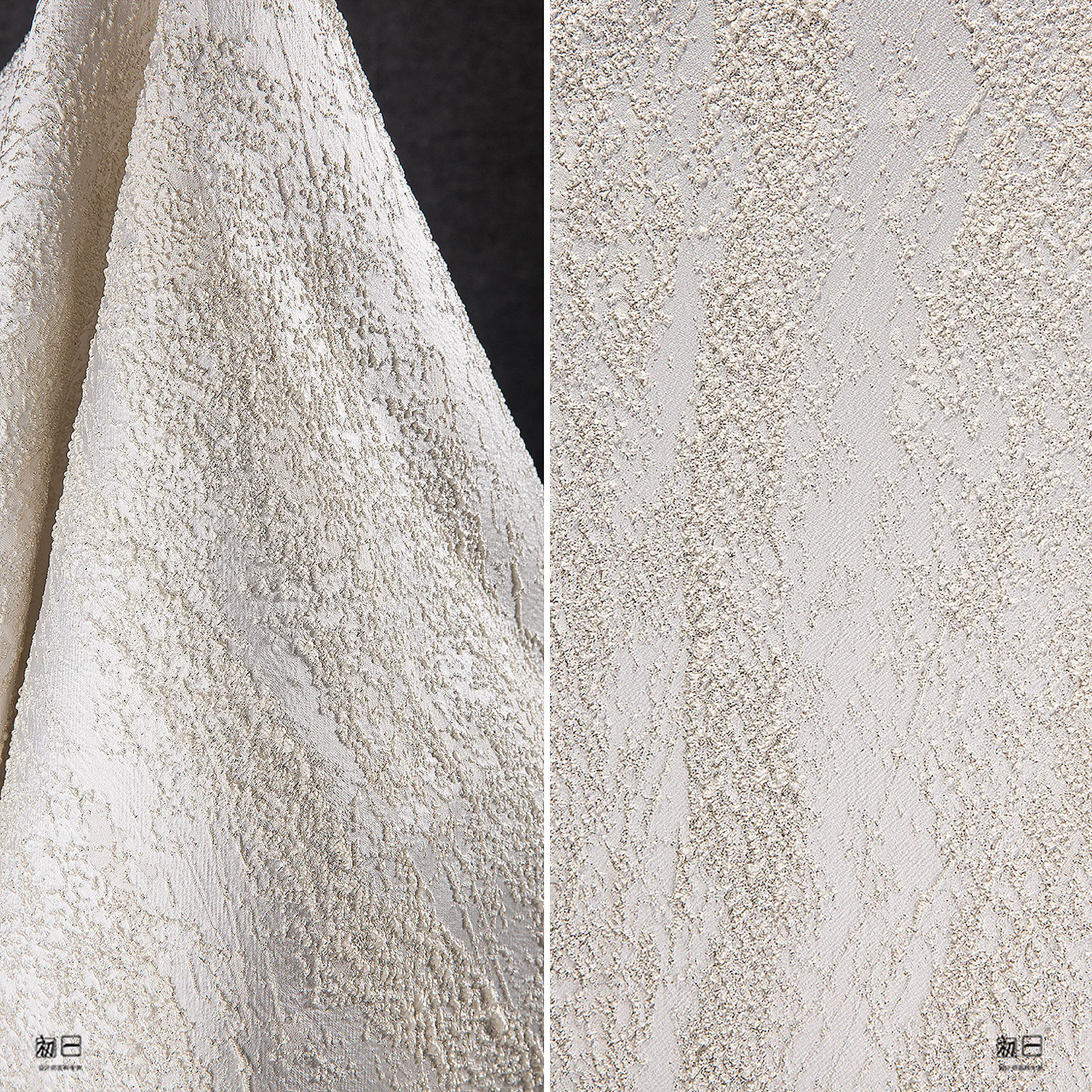 White Three-Dimensional Particle Gradient Figured Cloth/Irregular Reconstruction Texture Coat Clothing Designer Creative Fabric