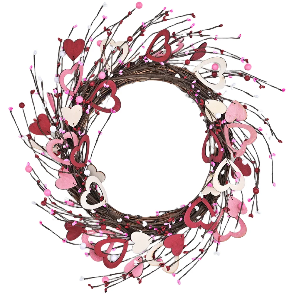

Romantic Heart Wreath for Door Hanging Use in For Wedding Proposals and Party Decorations Made with Wire PVC and Wood