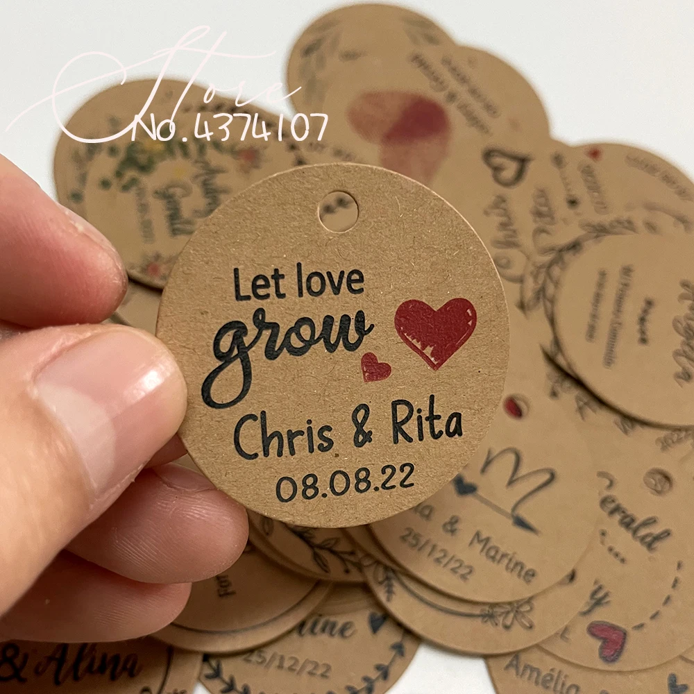 white kraft paper personalized tag ,Hand made label Wedding Decoration Customization 38mm/50mm round