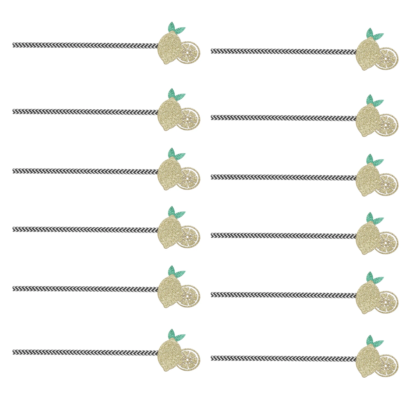 

12pcs Lemon Birthday Decorations Disposable Paper Yellow Striped Drinking Straw for Coffee Tea Celebrations