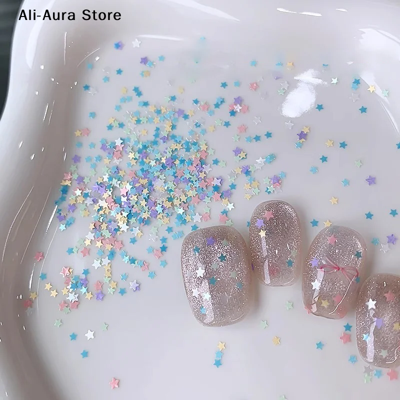 1Box Cute Star Shape Macaron Color Nail Glitter For Nail Art Nail Charm Decoration Accessories Nail Art DIY