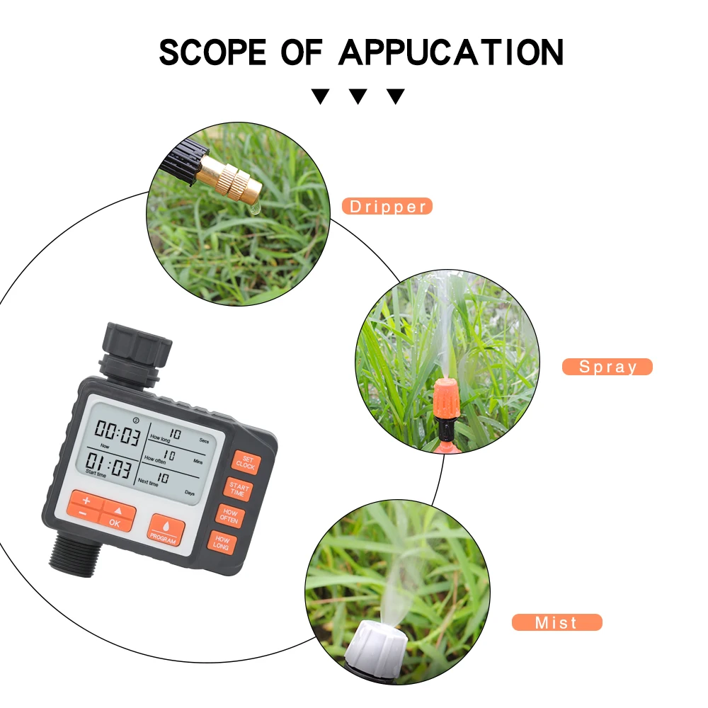 Large Screen Display Garden Watering Timer Digital Programmable  Irrigation Controller Lawn Flower Plant Automatic Watering Tool