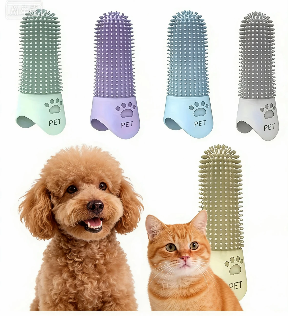 

Pet Finger Toothbrush – 360° Soft Silicone Teeth Cleaning Tool for Dogs & Cats, for Teddy/Bichon/Shiba/Corgi/Golden/Labrador