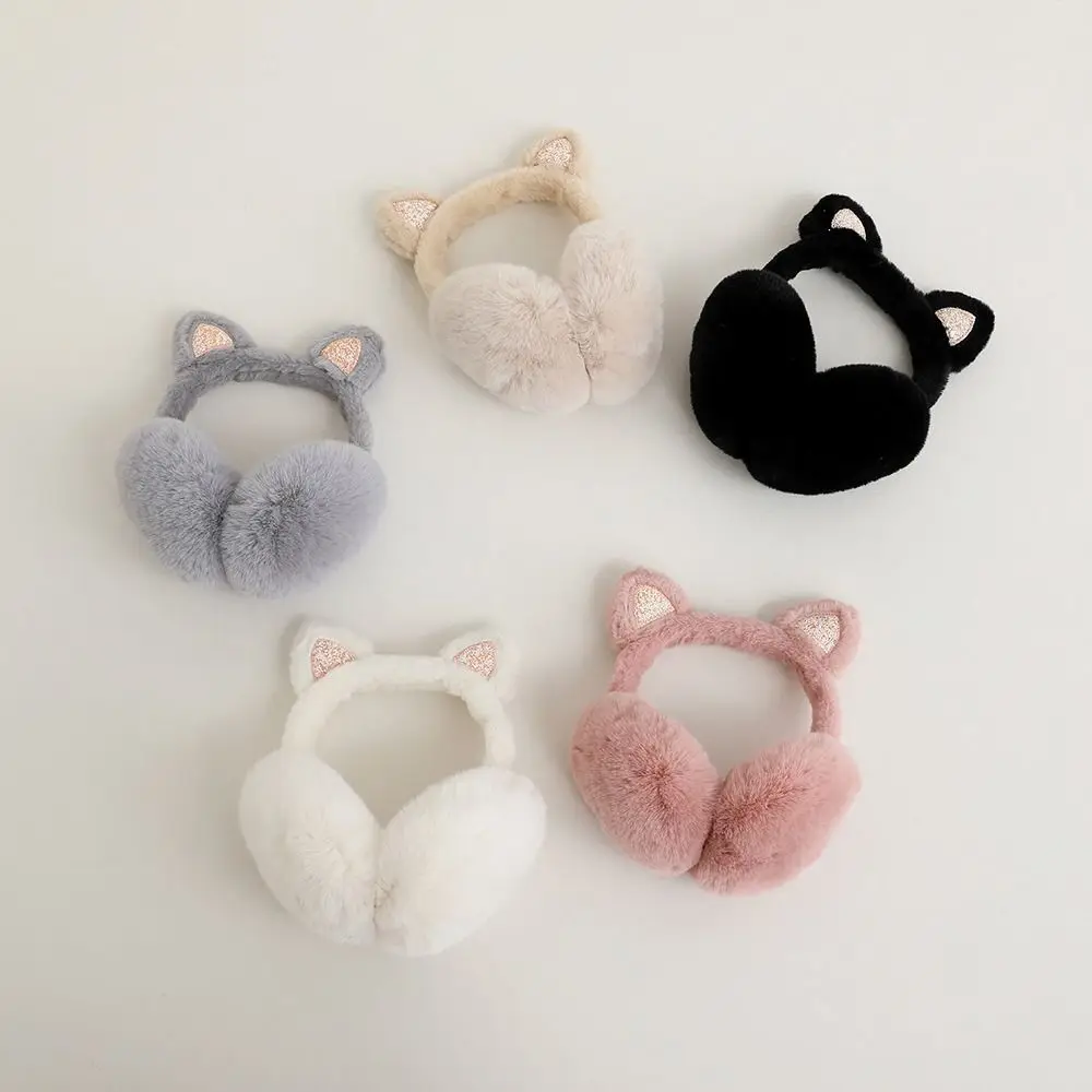 

Thick Women Earmuff Winter Cat Ear Soft Kids Ear Cover Solid Color Plush Cute Earflap Outdoor