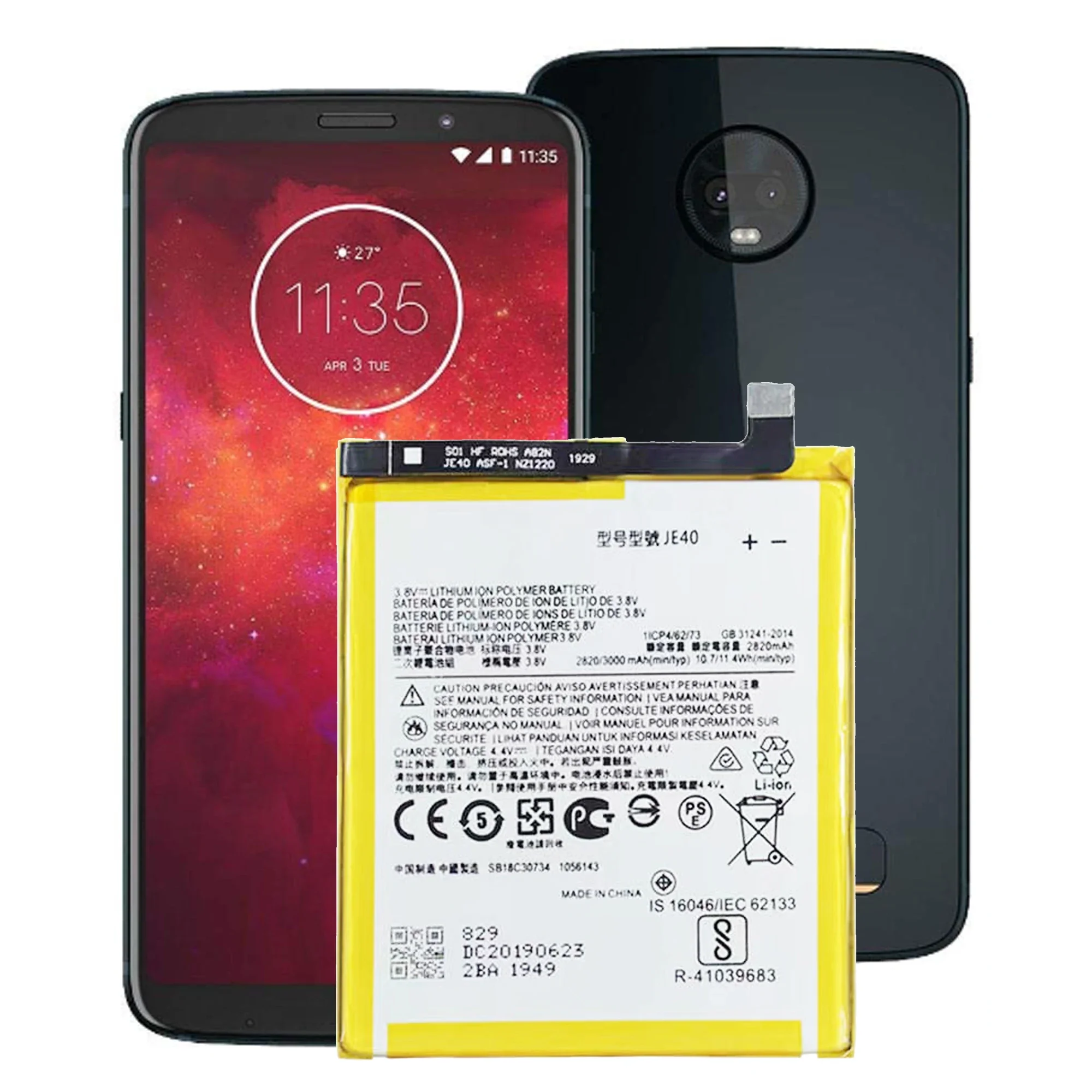 JE40 Battery JE40 For Motorola One Moto Z3 Moto G7 Play XT1941 XT1952-1 XT1952-2 XT Original Capacity Mobile Phone Bat