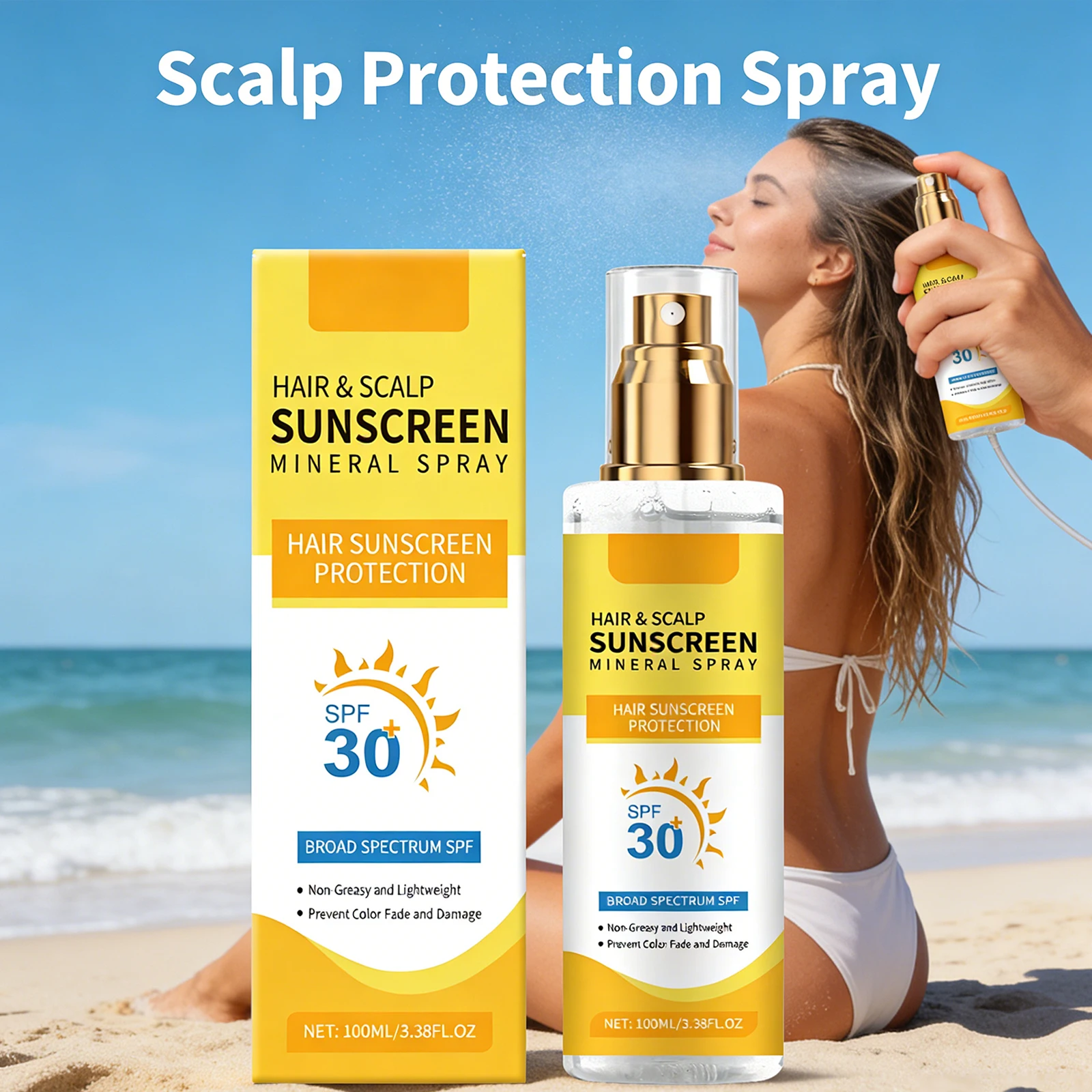 100ml Scalp Protection Spray For Outdoor Hair Care UV Defense Color Lock Nourish Dry Scalp Repair Lightweight Portable Travel