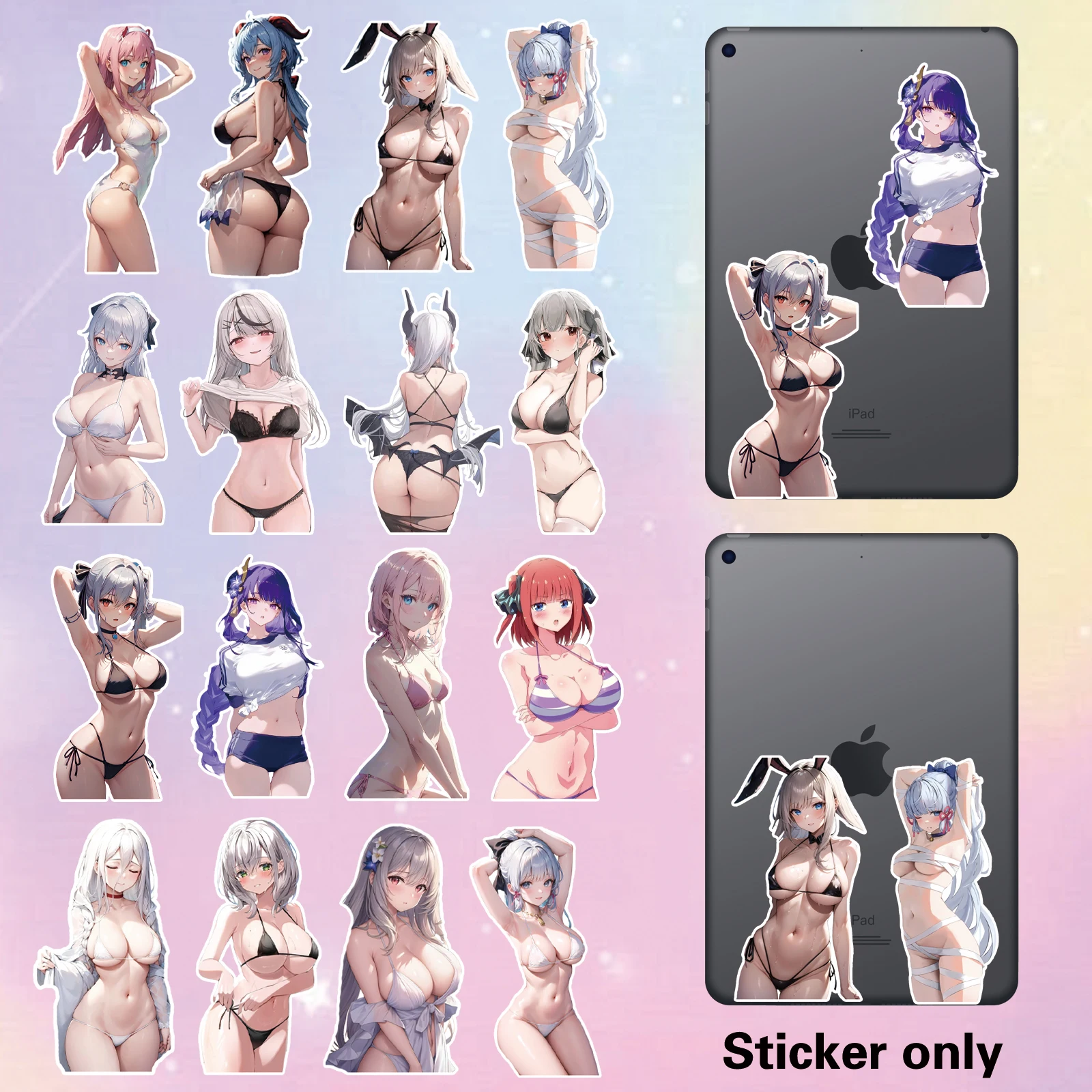 

Anime Swimsuit Girls Series UV DTF Cup Wraps Bottle Sticker for Glass Libbey Caottle Selfadhesive Washable Waterproof DIY Custom